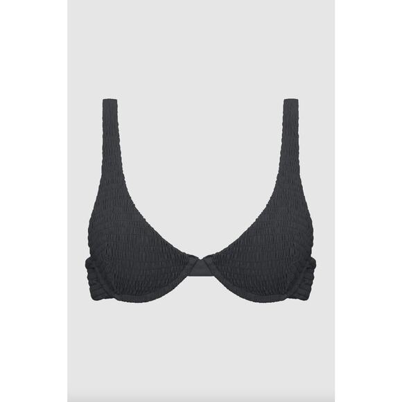 Acacia Swim GENEVA Smocked Bikini Top - Licorice -  Underwire - XL - NWT - Picture 1 of 11